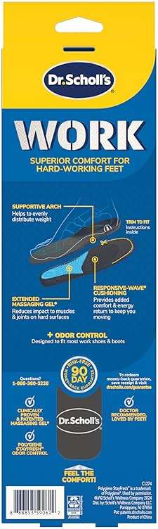 Dr. Scholl's Work All-Day Superior Comfort Insoles (with) Massaging Gel, Men, 1 Pair, Trim to Fit - Image 9