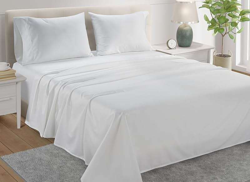 100% Egyptian Cotton Sheets King Size Sheets Set with Fully Elasticated 15" Deep Fitted Sheet & Pillowcase Sets, 800TC Sateen Weave Hotel Collection King Sheet Set, Soft Luxury White Bedding - Image 2