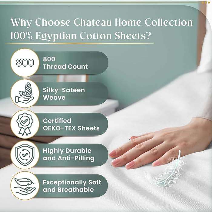 100% Egyptian Cotton Sheets King Size Sheets Set with Fully Elasticated 15" Deep Fitted Sheet & Pillowcase Sets, 800TC Sateen Weave Hotel Collection King Sheet Set, Soft Luxury White Bedding - Image 3