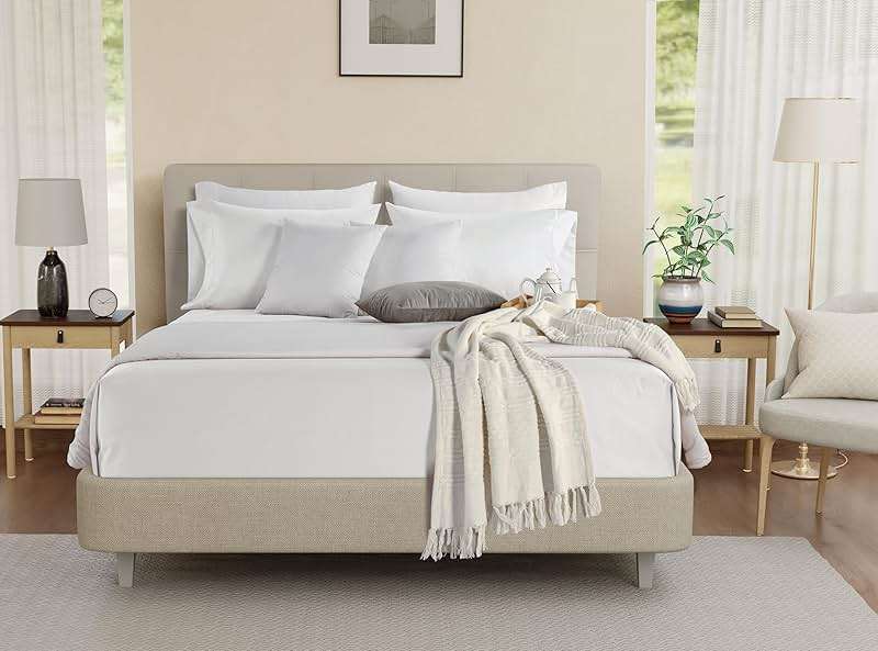 100% Egyptian Cotton Sheets King Size Sheets Set with Fully Elasticated 15" Deep Fitted Sheet & Pillowcase Sets, 800TC Sateen Weave Hotel Collection King Sheet Set, Soft Luxury White Bedding - Image 8
