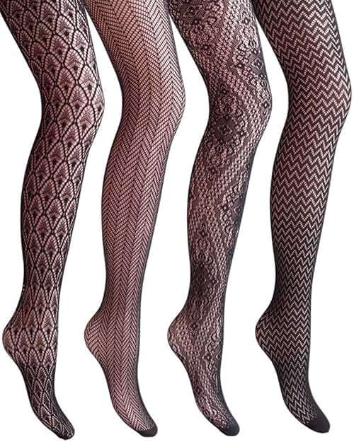 VERO MONTE Women Patterned Fishnet Tights Black Fishnets Net Stockings Pantyhose - Image 1