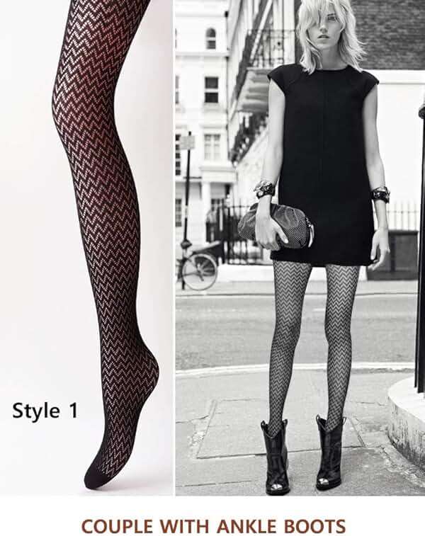 VERO MONTE Women Patterned Fishnet Tights Black Fishnets Net Stockings Pantyhose - Image 2