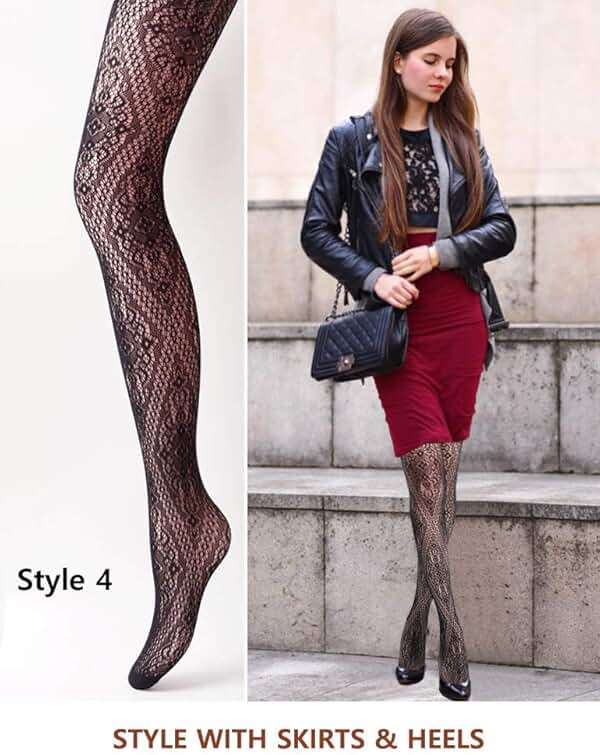 VERO MONTE Women Patterned Fishnet Tights Black Fishnets Net Stockings Pantyhose - Image 5