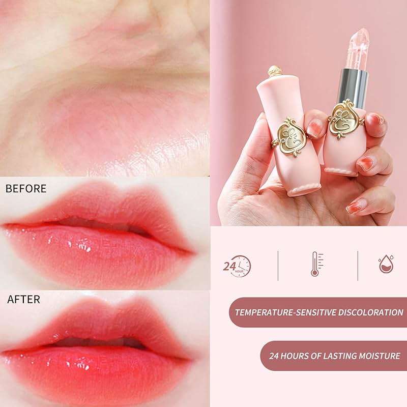 BestLand 6 Pcs/Set Flower Jelly Lipstick Set Temperature Change Moisturizer Long Lasting Nutritious Balm Magic Color Change Lip Gloss - Image 2