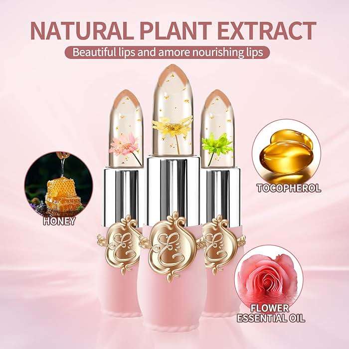 BestLand 6 Pcs/Set Flower Jelly Lipstick Set Temperature Change Moisturizer Long Lasting Nutritious Balm Magic Color Change Lip Gloss - Image 6