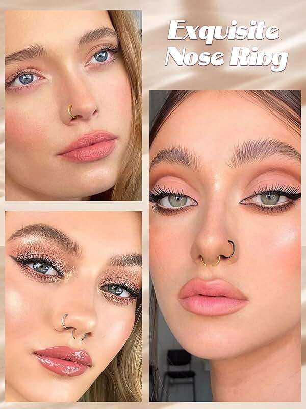 ORAZIO 5-12Pcs 20G Stainless Steel Nose Ring Hoop CZ Body Ear Piercing 5 Mixed Colors - Image 3