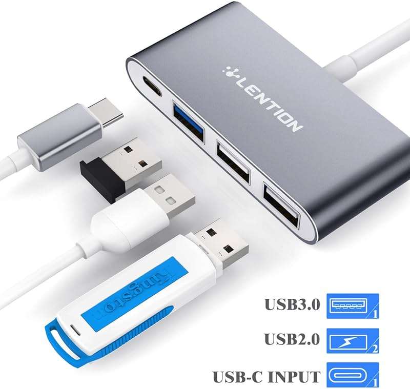 LENTION 4-in-1 USB-C Hub with Type C, USB 3.0, USB 2.0 for 2025-2016 MacBook Pro (M1-M5), iPhone 17-15 New Mac Air/Surface, ChromeBook, More, Multiport Charging & Connecting Adapter (C13, Space Gray) - Image 3