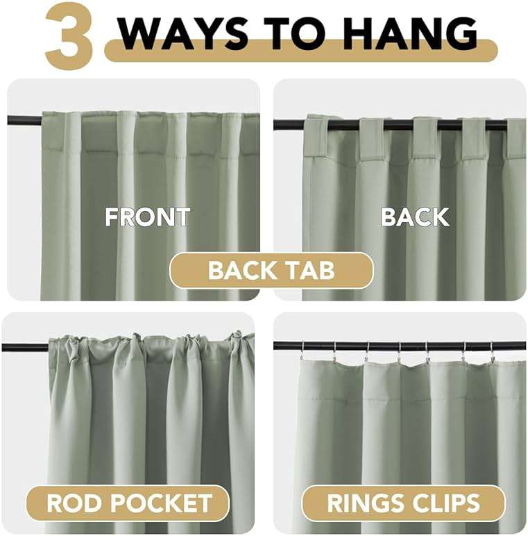 H.VERSAILTEX Blackout Curtains Thermal Insulated Window Treatment Panels Room Darkening Blackout Drapes for Living Room Back Tab/Rod Pocket Bedroom Draperies, 52 x 84 Inch, Light Sage, 2 Panels - Image 5