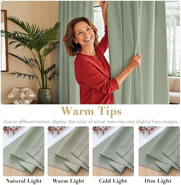 H.VERSAILTEX Blackout Curtains Thermal Insulated Window Treatment Panels Room Darkening Blackout Drapes for Living Room Back Tab/Rod Pocket Bedroom Draperies, 52 x 84 Inch, Light Sage, 2 Panels - Image 7