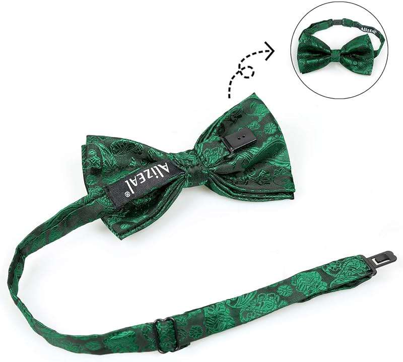 Alizeal Mens Paisley Bow Tie, Pocket Square, Cufflinks Set - Image 2