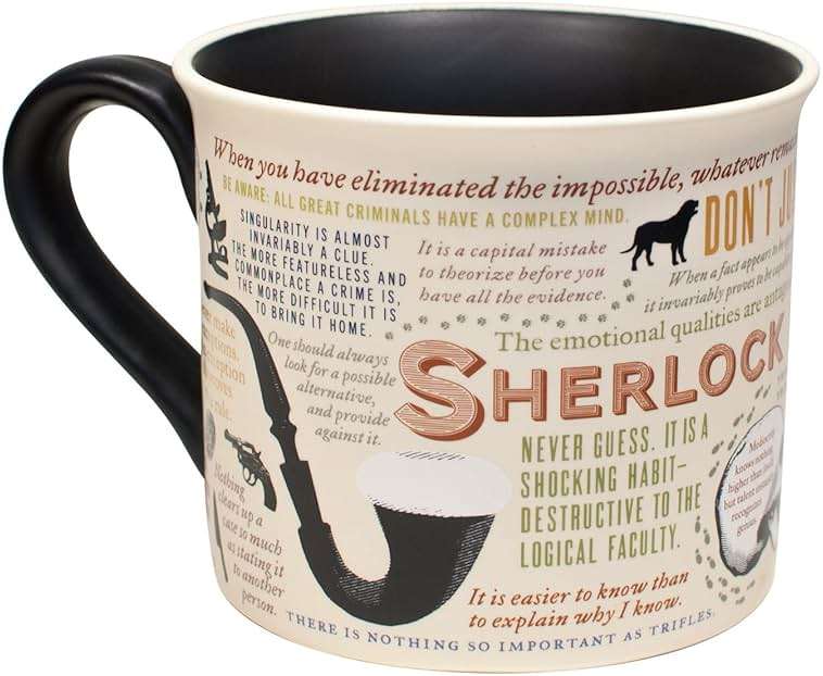 The Unemployed Philosophers Guild Sherlock Holmes Coffee Mug - Features Holmes Quotes, Rules of Deduction, Intriguing Images, and Sidney Paget's Portrait, Comes in a Fun Box - Image 4