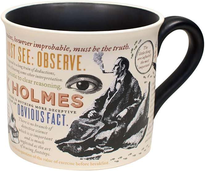 The Unemployed Philosophers Guild Sherlock Holmes Coffee Mug - Features Holmes Quotes, Rules of Deduction, Intriguing Images, and Sidney Paget's Portrait, Comes in a Fun Box - Image 5
