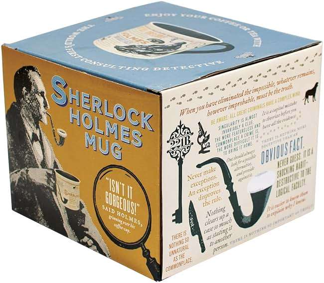 The Unemployed Philosophers Guild Sherlock Holmes Coffee Mug - Features Holmes Quotes, Rules of Deduction, Intriguing Images, and Sidney Paget's Portrait, Comes in a Fun Box - Image 6