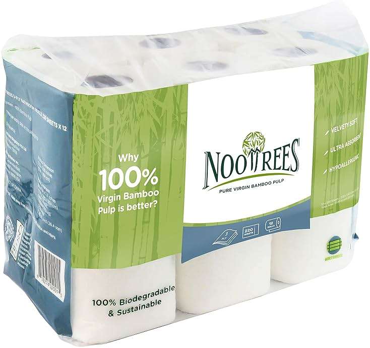 NooTrees Toilet Tissue, Tree Free, Biodegradable, Sustainable, Renewable and FSC Certified 3-ply Toilet Paper, 220 Sheets, 12 Rolls, Pack of 1 | Septic Safe, Tree Free, 100% Biodegradable, Eco Friendly, 3-Ply, FSC Certified - Image 2