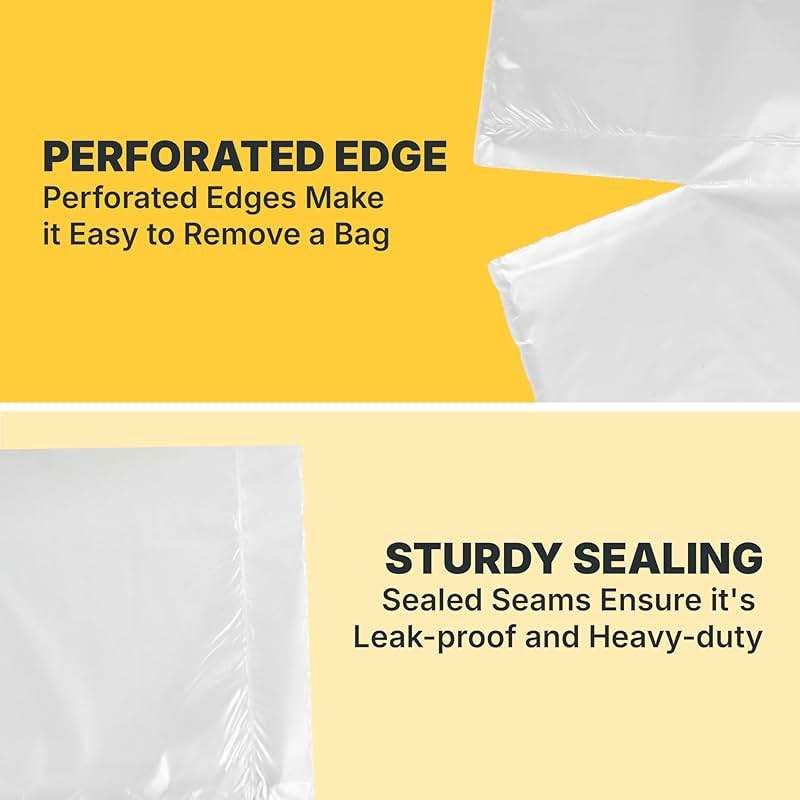 Bagtron 12-16 Gallon Trash Bags, 8 Micron High Density Garbage Can Liners Bulk, 24" x 33", Natural Clear, 1000 Count - Image 3
