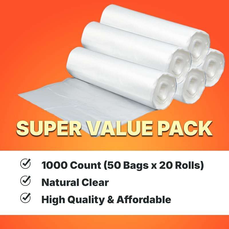 Bagtron 12-16 Gallon Trash Bags, 8 Micron High Density Garbage Can Liners Bulk, 24" x 33", Natural Clear, 1000 Count - Image 6
