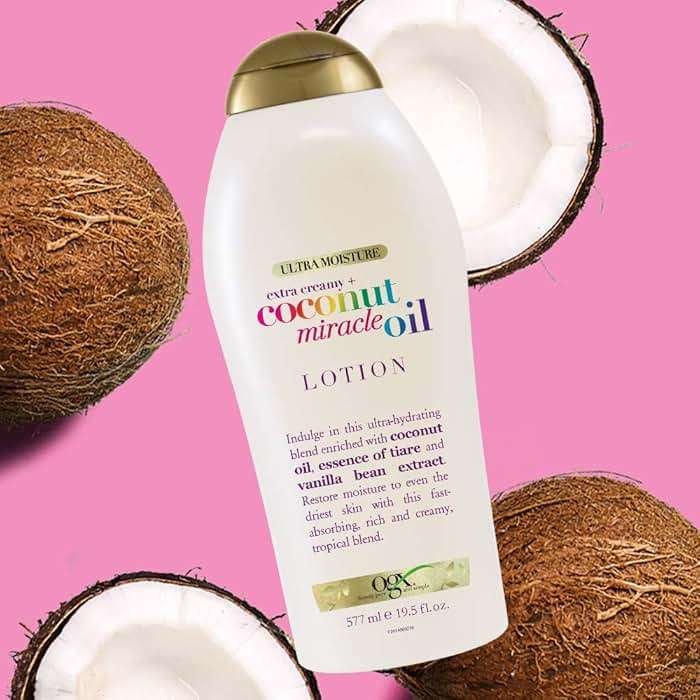 OGX Extra Creamy + Coconut Miracle Oil Ultra Moisture Body Lotion with Vanilla Bean, Fast-Absorbing Body Lotion for All Skin Types, Paraben-Free and Sulfated-Surfactants Free, 19.5 Ounce - Image 8