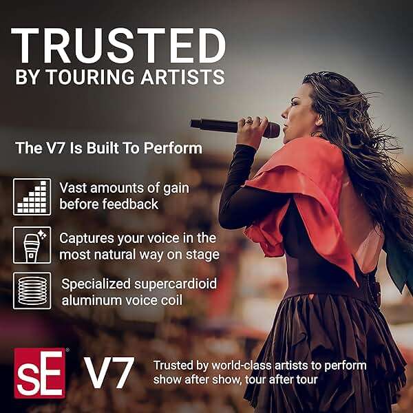 SE ELECTRONICS V7 Dynamic Microphone for Singing, Speech & Studio Recording - XLR Handheld Professional Microphone with Supercardioid Aluminum Voice Coil for Huge Gain Before Feedback - Grey - Image 2