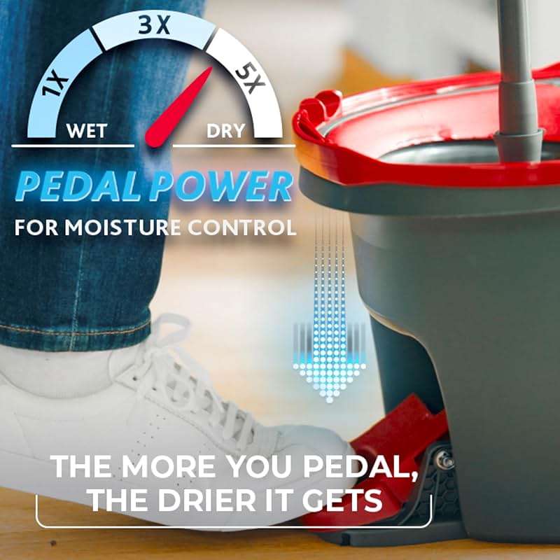 O-Cedar Easywring Microfiber Spin Mop & Bucket Floor Cleaning System + 3 Extra Refills (4 Refills Included) - Image 4