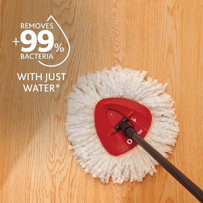 O-Cedar Easywring Microfiber Spin Mop & Bucket Floor Cleaning System + 3 Extra Refills (4 Refills Included) - Image 5