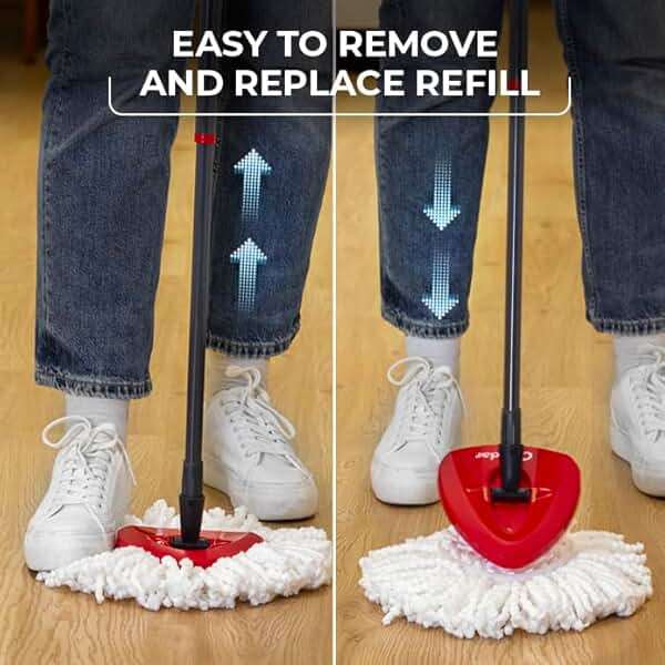 O-Cedar Easywring Microfiber Spin Mop & Bucket Floor Cleaning System + 3 Extra Refills (4 Refills Included) - Image 7