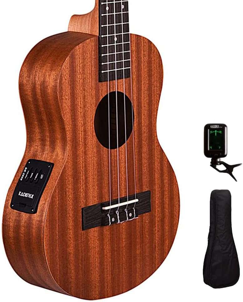 Kadence UKCE03C Concert 24" Electro Acoustic Ukulele | Mahogany Wood | Built-in 2-Band EQ Preamp | Comes with Bag | Includes Learning Course | Brown - Image 1