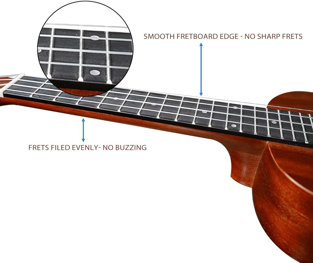 Kadence UKCE03C Concert 24" Electro Acoustic Ukulele | Mahogany Wood | Built-in 2-Band EQ Preamp | Comes with Bag | Includes Learning Course | Brown - Image 8