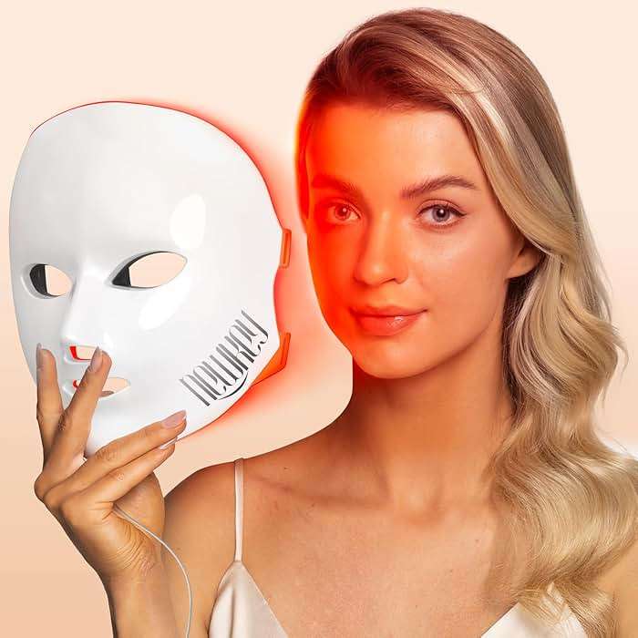 NEWKEY 4D LED Red Light Therapy Mask for Face Skin Glowing,630nm Led Light Therapy Face Mask Anti Wrinkle, Blue Light Therapy Face Mask for Acne,Home use,450 LED Chips,Birthday gift,Plug in - Image 1