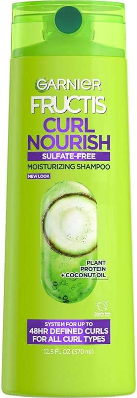 Garnier Fructis Curl Nourish Moisturizing Shampoo for Curly Hair, Plant Protein and Coconut Oil Formula, Up to 48HR of Curl Definition, Sulfate Free & Vegan, 12.5 Fl Oz (Packaging May Vary) - Image 1