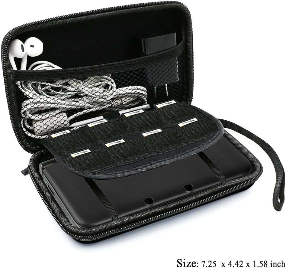 ADVcer 3DS Case, EVA Waterproof Hard Shield Protective Carrying Case with Detachable Hand Wrist Strap Compatible with Nintendo New 3DS, 3DS, 2DS XL or DSi, DS Lite, Black - Image 2