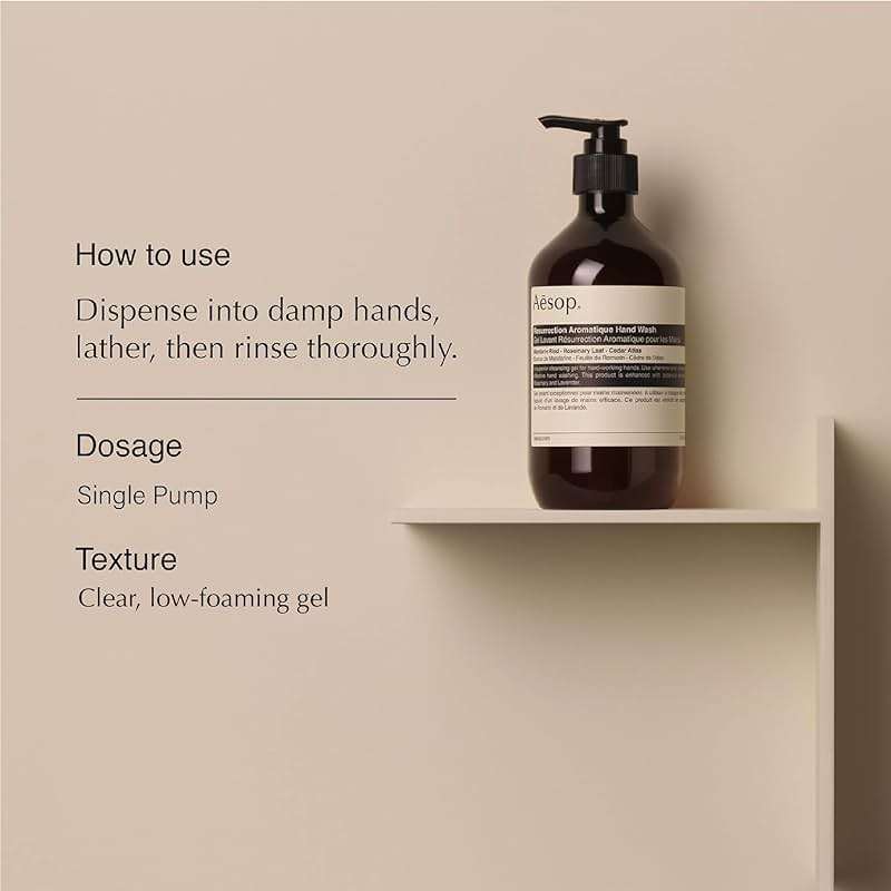 Aesop Resurrection Aromatique Hydrating Hand Wash | Gentle Non-Drying Hand Soap with Mandarin Rind, Rosemary, & Lavender | Moisturizing Kitchen & Bathroom Soap | 16.9 oz - Image 2