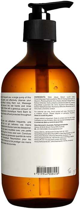 Aesop Resurrection Aromatique Hydrating Hand Wash | Gentle Non-Drying Hand Soap with Mandarin Rind, Rosemary, & Lavender | Moisturizing Kitchen & Bathroom Soap | 16.9 oz - Image 6