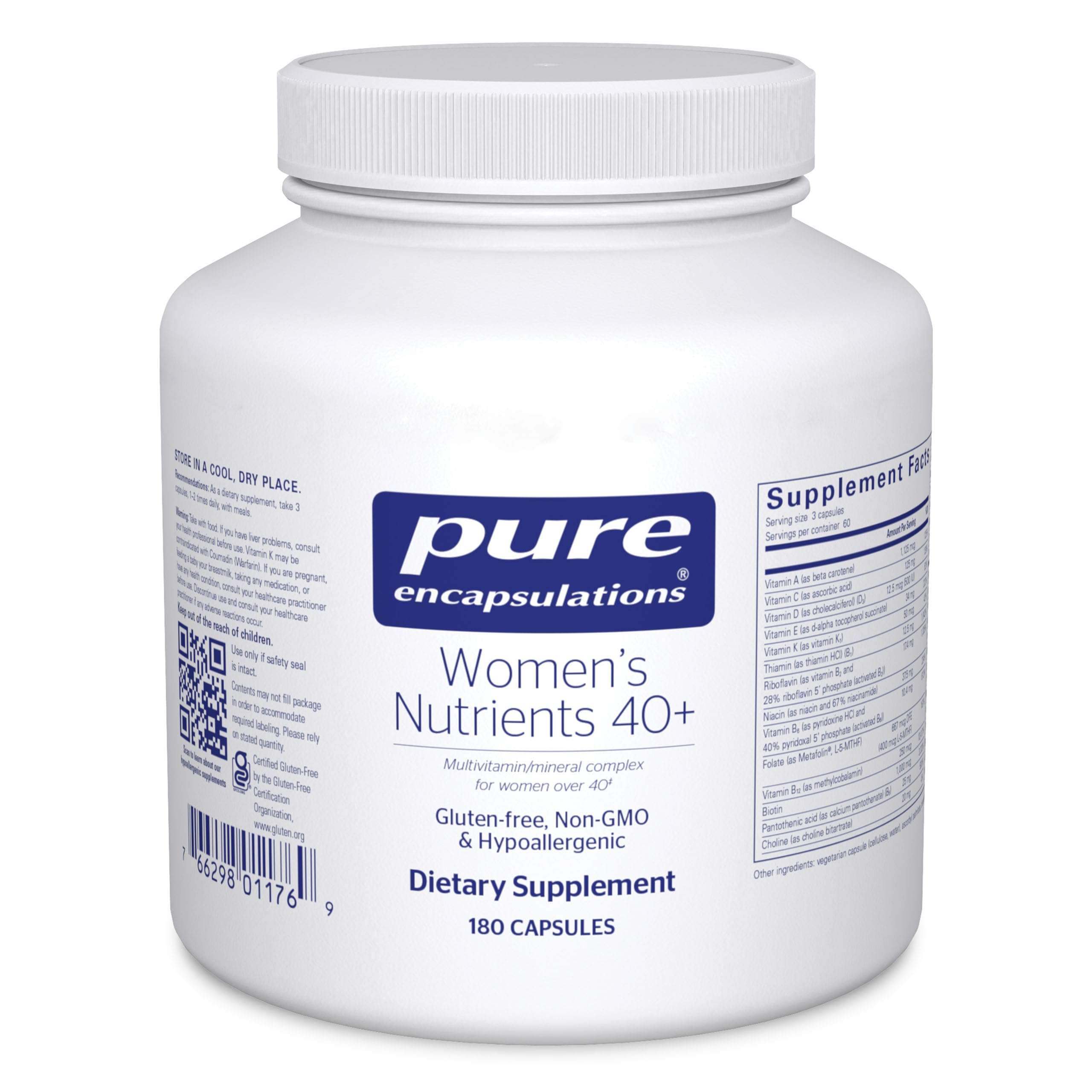 Pure Encapsulations Women's Nutrients 40+ - Multivitamin for Women Over 40 to Support Urinary Tract Health, Breast Cell Health & Eye Integrity* Vitamin C & E - Gluten-Free & Non-GMO - 180 Capsules - Image 1
