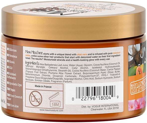 Maui Moisture Curl Quench + Coconut Oil Hydrating Curl Cream Smoothie, Curly Hair Styling Cream with Coconut Oil & Papaya Butter Helps Tame Frizz & Enhance Softness, Silicone Free, 12 oz - Image 8
