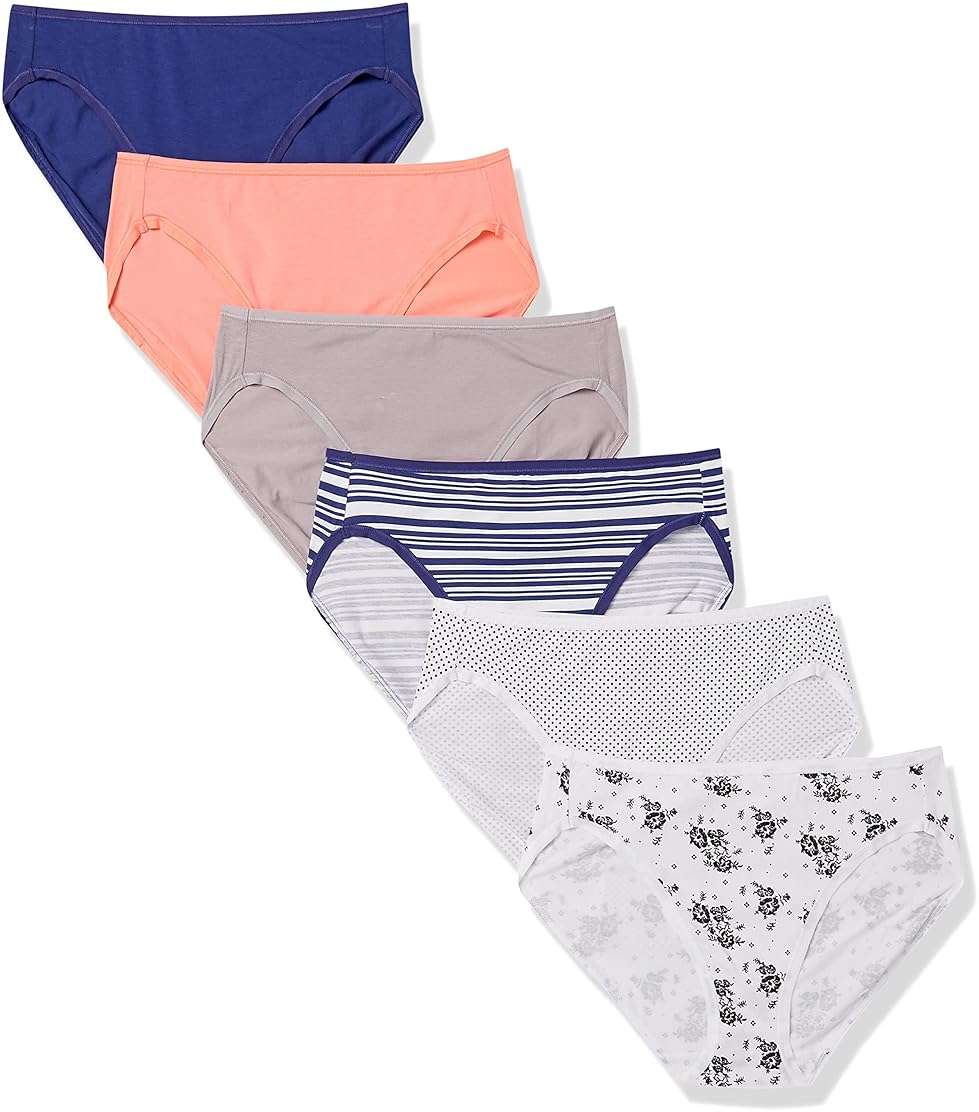 Amazon Essentials Women's Cotton Stretch High-Cut Bikini Panty, Multipack - Image 1