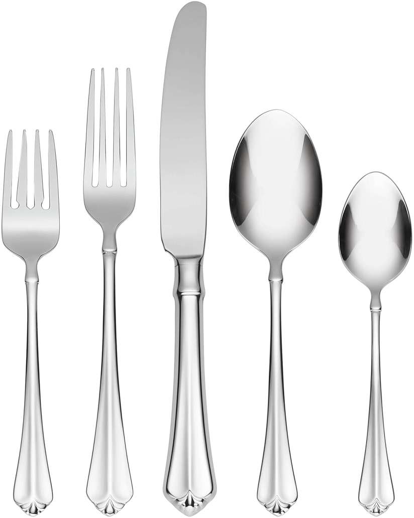 Oneida Silverware Set For 8, Juilliard 45-Piece Fine Flatware Set with Serving Utensils, Service For 8, 18/10 Stainless Steel, Mirror Finish, Dishwasher Safe,Knives Spoons & Forks Set(Silver 45 Piece) - Image 1