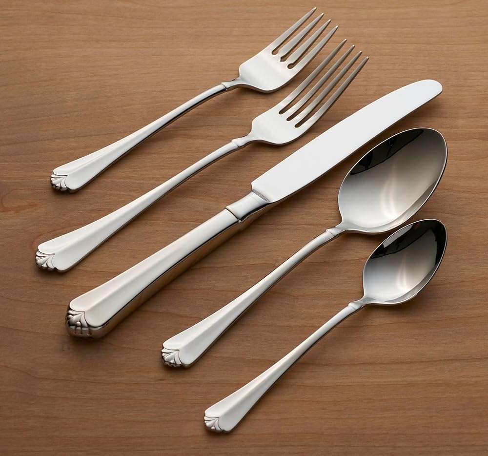 Oneida Silverware Set For 8, Juilliard 45-Piece Fine Flatware Set with Serving Utensils, Service For 8, 18/10 Stainless Steel, Mirror Finish, Dishwasher Safe,Knives Spoons & Forks Set(Silver 45 Piece) - Image 8