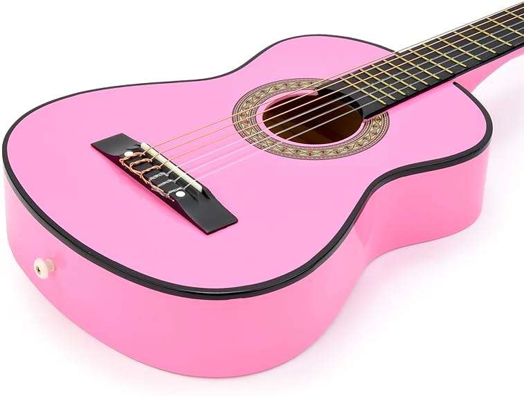 MasterPlay Kids Guitar, 30” Beginner Classical Wood Guitar For Learners, With starter kit, Bag, Strap, Tuner, Pick, Extra String, Cleaning cloth, Christmas, Birthday Gift for Girls Ages 5-12, Pink - Image 4