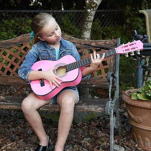 MasterPlay Kids Guitar, 30” Beginner Classical Wood Guitar For Learners, With starter kit, Bag, Strap, Tuner, Pick, Extra String, Cleaning cloth, Christmas, Birthday Gift for Girls Ages 5-12, Pink - Image 5