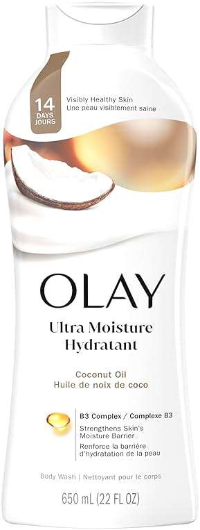 Olay Body Wash for Women, Ultra Moisture, 24hr Moisturizing, Hydrating & Refreshing, B3 Vitamin Complex, Free of Parabens & Phthalates, For All Skin Types, Coconut Oil Scent, 22 fl oz (Pack of 4) - Image 2