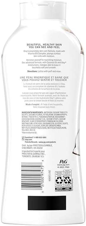 Olay Body Wash for Women, Ultra Moisture, 24hr Moisturizing, Hydrating & Refreshing, B3 Vitamin Complex, Free of Parabens & Phthalates, For All Skin Types, Coconut Oil Scent, 22 fl oz (Pack of 4) - Image 8