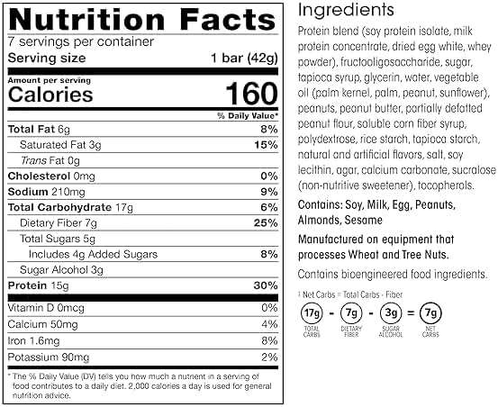 Wonderslim High Fiber Protein Bars, Fluffy Nutter | 15g Protein, 7g Fiber | Low Sugar, Low Carb | Healthy Indulgence | Satisfying, Supports Energy & On-the-Go Convenience, 7 Pack - Image 2