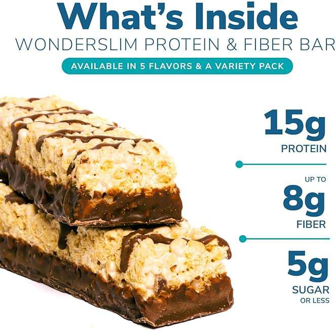 Wonderslim High Fiber Protein Bars, Fluffy Nutter | 15g Protein, 7g Fiber | Low Sugar, Low Carb | Healthy Indulgence | Satisfying, Supports Energy & On-the-Go Convenience, 7 Pack - Image 3