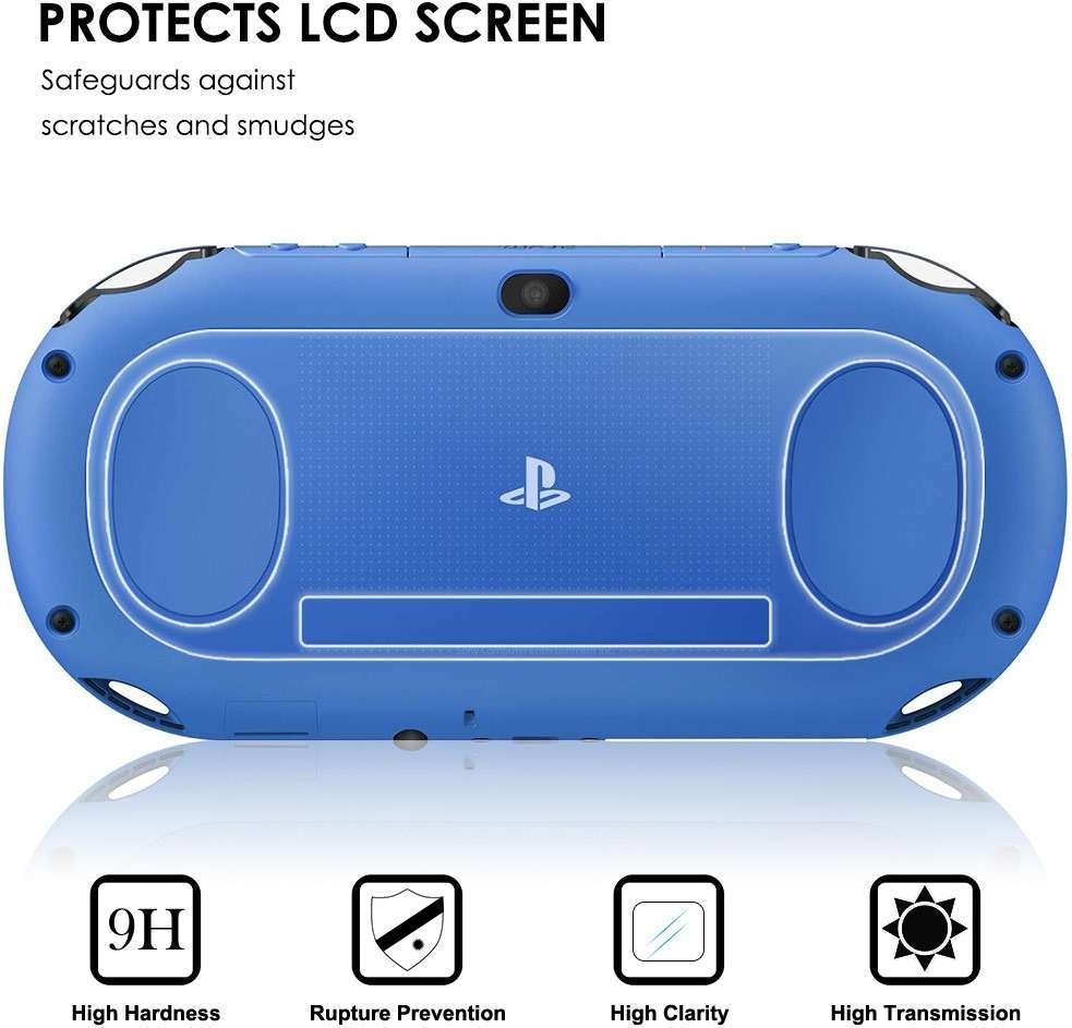 AFUNTA Screen Protectors Compatible Sony PlayStation Vita 2000 with Back Covers, 2 Pack (4 Pcs) Tempered Glass for Front Screen and HD Clear PET Film Compatible The Back, PS Vita PSV 2000 - Image 5