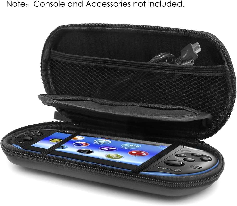 AFUNTA ProProtective Case for Sony Playstation Vita 2000 with Screen Protectors, Tempered Glass for Front Screen and PET Film for The Back, 1 Carrying EVA Case for PS Vita PSV Console - Image 3