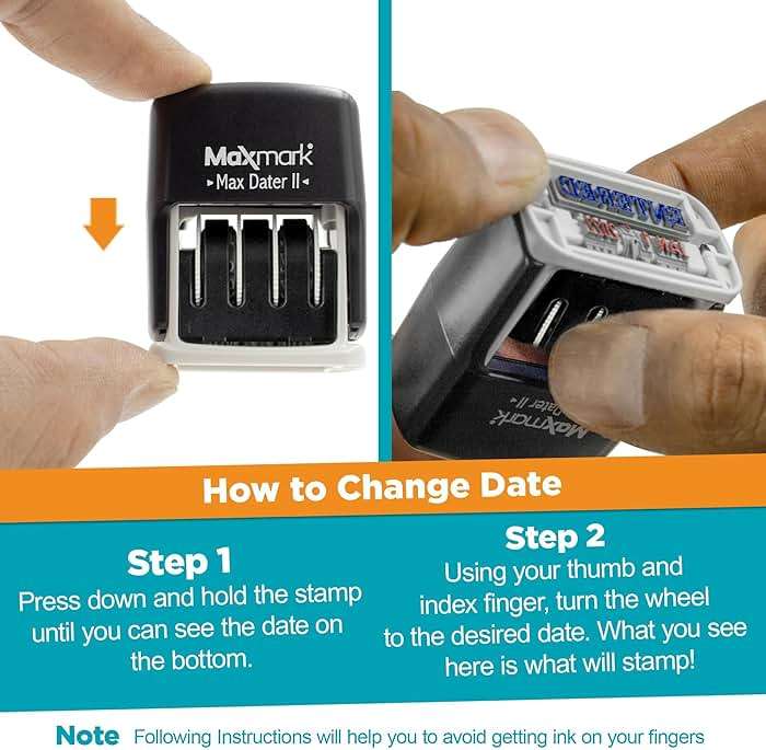 MaxMark Self-Inking Rubber Date Office Stamp with Scanned Phrase & Date - Blue Ink (Max Dater II), 12-Year Band - Image 7