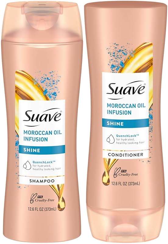 Suave Shine Shampoo and Conditioner Moroccan Infusion with Argan Oil 12.6 oz, 2 count - Image 1