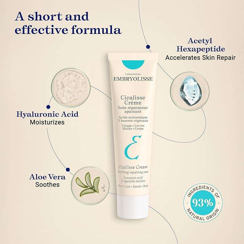Embryolisse Cicalisse Face Cream. Moisturizer with Hyaluronic Acid that Accelerates Skin's Restoration Process - Daily Skin Care for Face, Body and Lips, All Skin Types - 1.35 Fl Oz - Image 4