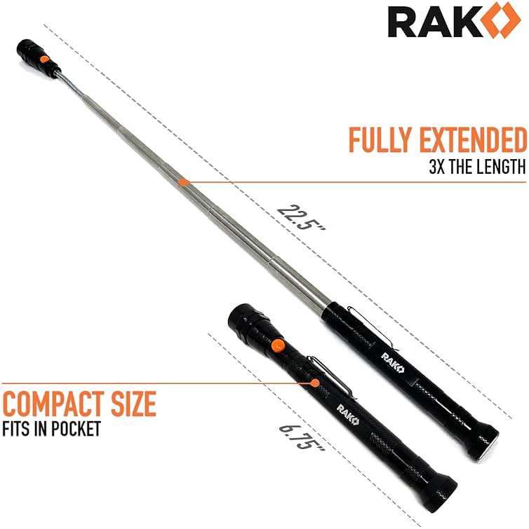 RAK Magnetic Pickup Tool Gifts for Men - Telescoping Magnet with LED Flashlight and 22 Inches Extendable Neck, Cool Gadgets Mechanic Tool, Holiday Gifts for Men, Dad, Husband, Grandpa, Handyman - Image 2