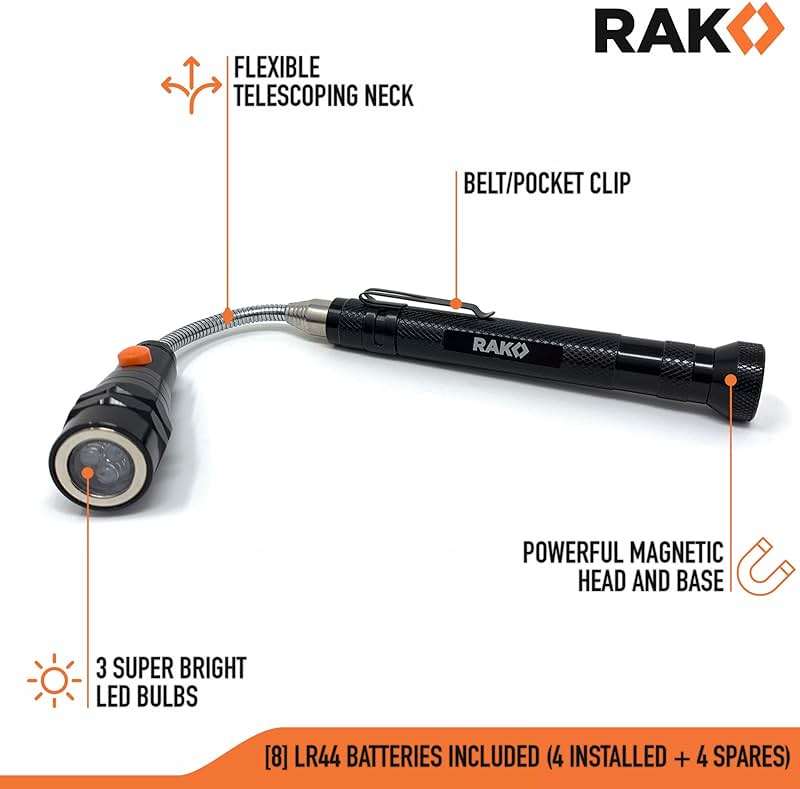 RAK Magnetic Pickup Tool Gifts for Men - Telescoping Magnet with LED Flashlight and 22 Inches Extendable Neck, Cool Gadgets Mechanic Tool, Holiday Gifts for Men, Dad, Husband, Grandpa, Handyman - Image 4